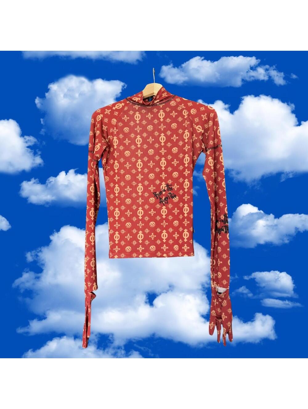 SKOOT Apparel Algorithm Suit Top Red Patterned Long Sleeve Size S-M MSPR $175